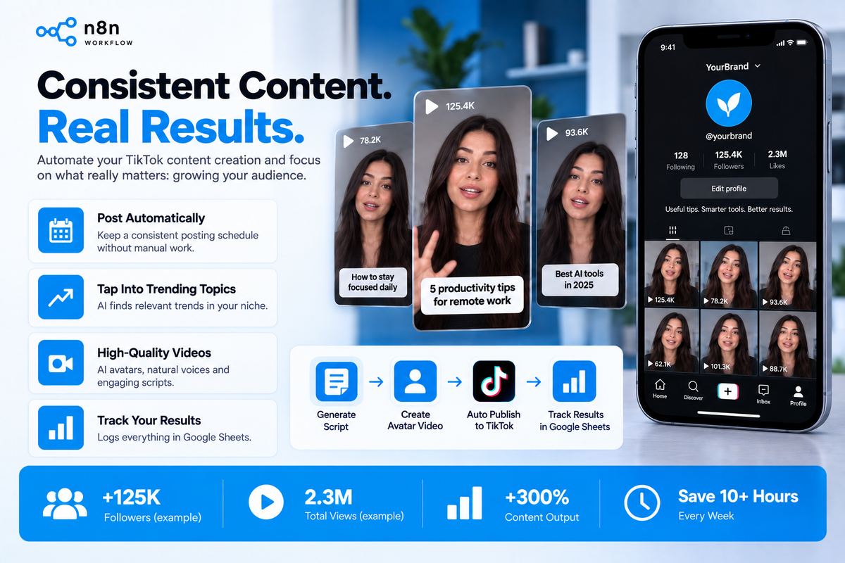 AI TikTok Video Factory | Avatar + Voice + Auto-Posting