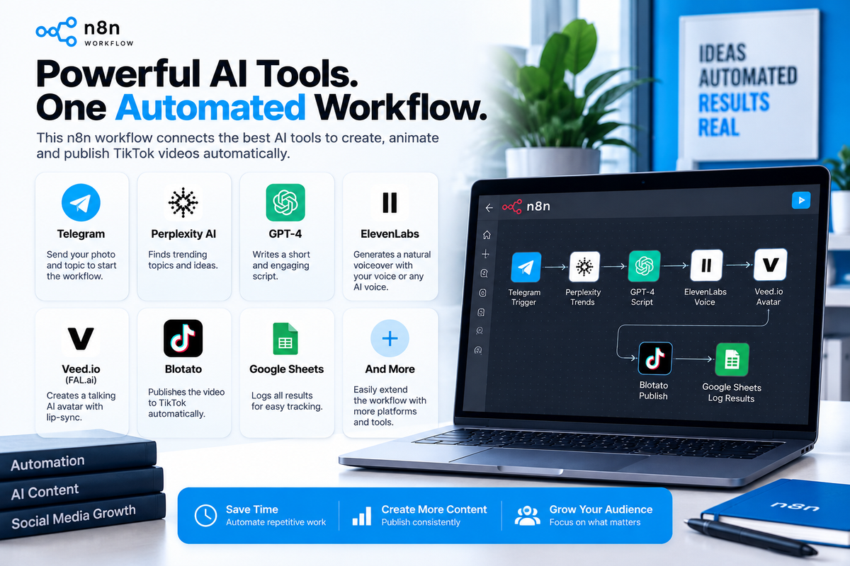 AI TikTok Video Factory | Avatar + Voice + Auto-Posting